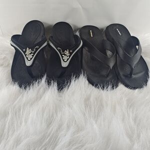 Bundles GOLD PIGEON Silver & Black Butterfly OKABASHI Black Flip Flops sandals 8